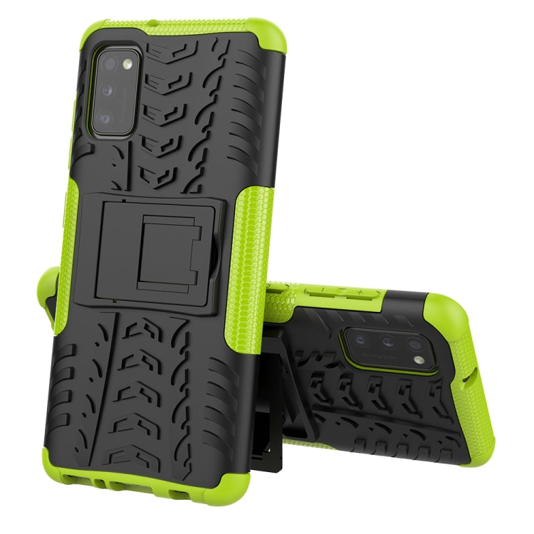 For Samsung Galaxy A41 EU Version Tire Texture Shockproof TPU + PC Protective Case with Holder