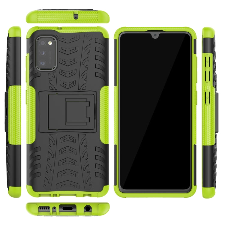 For Samsung Galaxy A41 EU Version Tire Texture Shockproof TPU + PC Protective Case with Holder