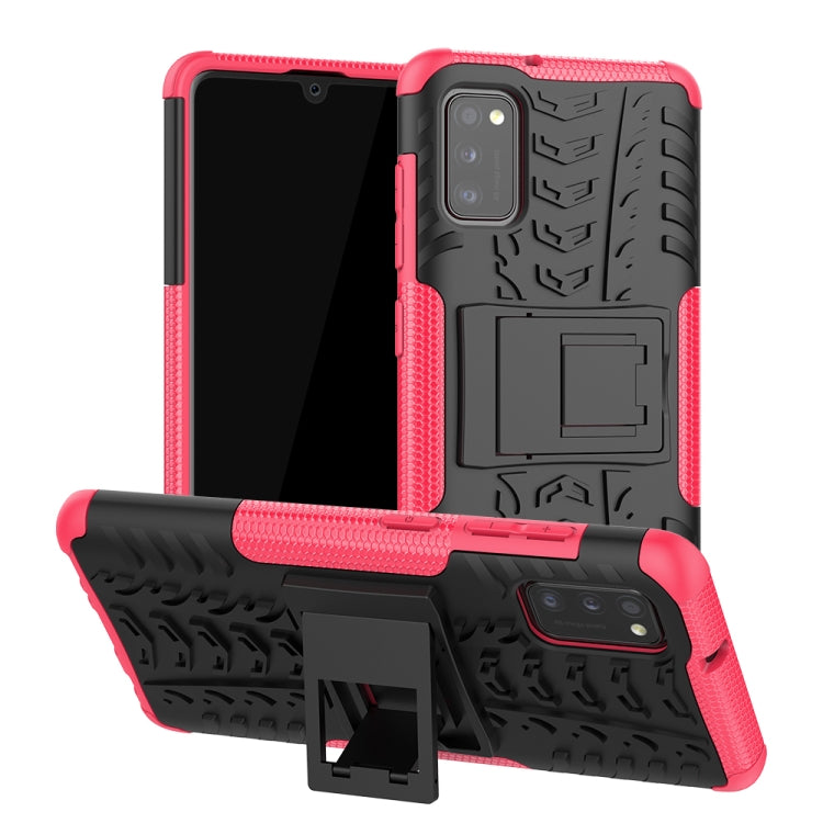 For Samsung Galaxy A41 EU Version Tire Texture Shockproof TPU + PC Protective Case with Holder