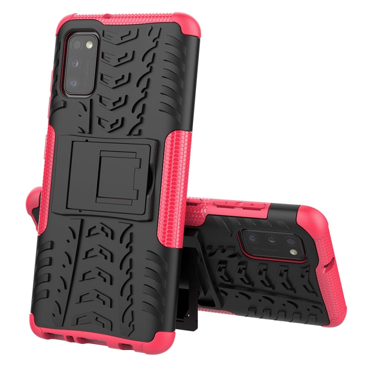 For Samsung Galaxy A41 EU Version Tire Texture Shockproof TPU + PC Protective Case with Holder