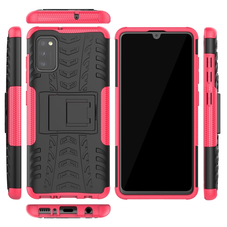 For Samsung Galaxy A41 EU Version Tire Texture Shockproof TPU + PC Protective Case with Holder
