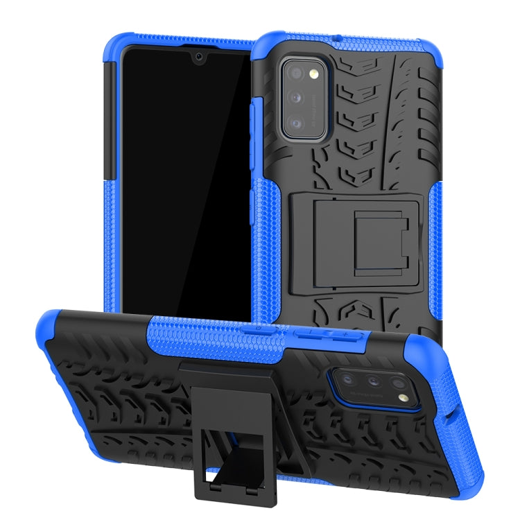 For Samsung Galaxy A41 EU Version Tire Texture Shockproof TPU + PC Protective Case with Holder