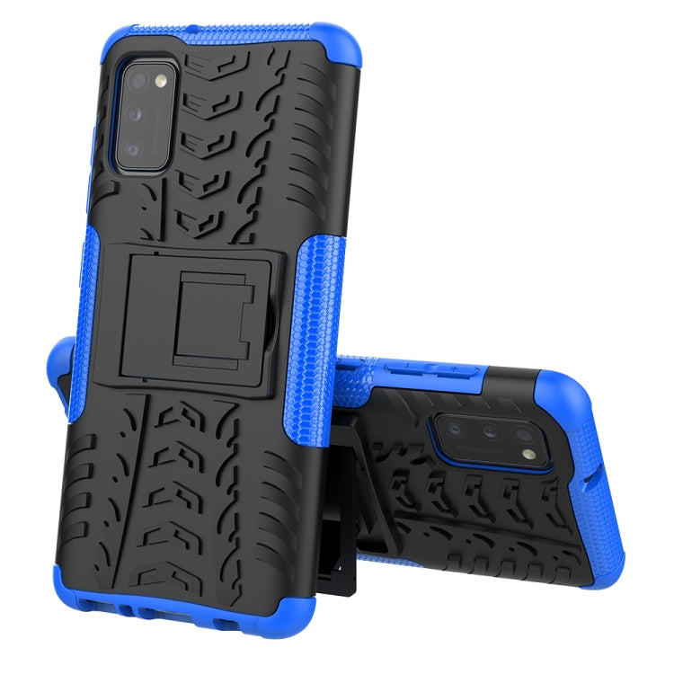 For Samsung Galaxy A41 EU Version Tire Texture Shockproof TPU + PC Protective Case with Holder