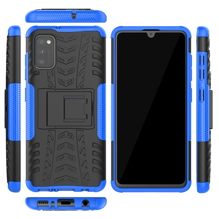 For Samsung Galaxy A41 EU Version Tire Texture Shockproof TPU + PC Protective Case with Holder