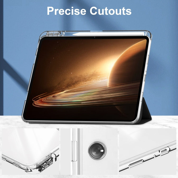 For OPPO Pad 2 3-Fold Clear Back Cover Leather Smart Tablet Case