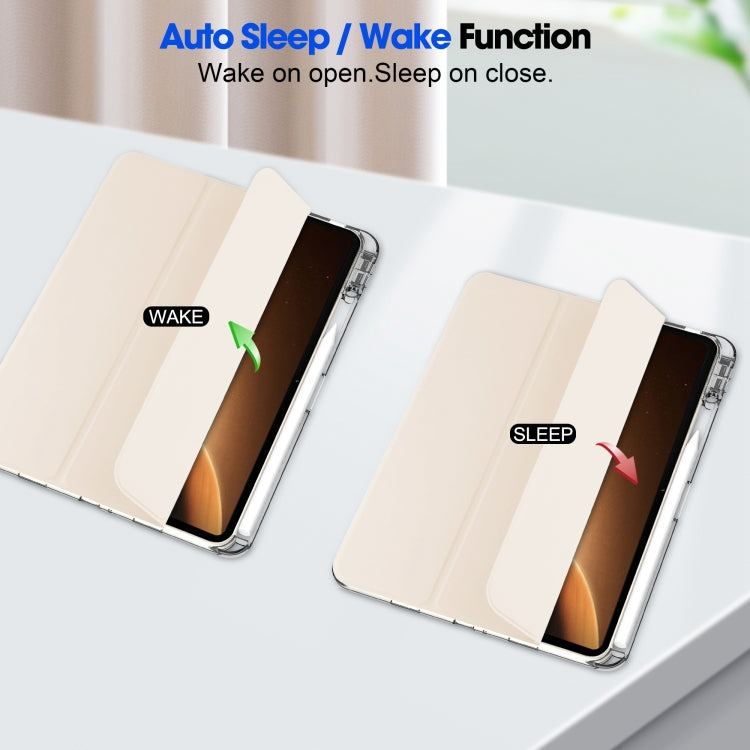 For OPPO Pad 2 3-Fold Clear Back Cover Leather Smart Tablet Case