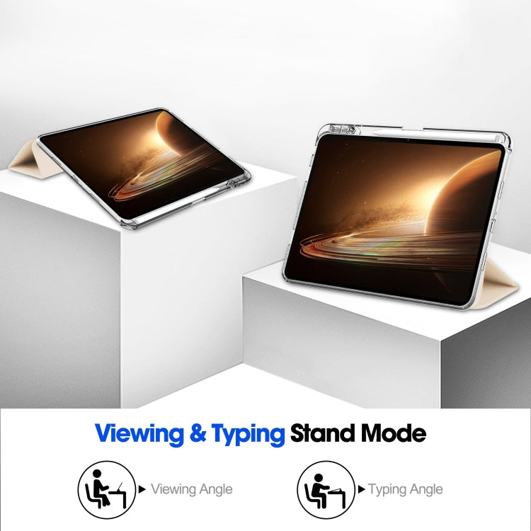 For OPPO Pad 2 3-Fold Clear Back Cover Leather Smart Tablet Case