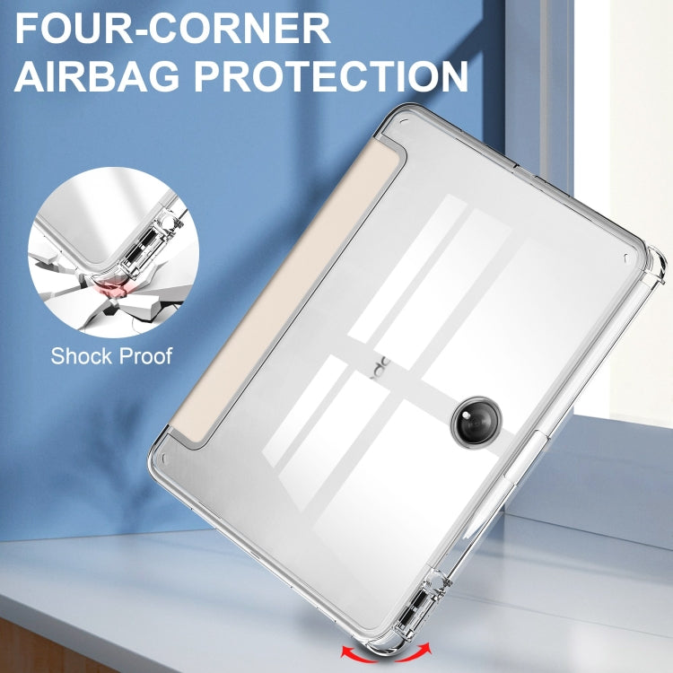 For OPPO Pad 2 3-Fold Clear Back Cover Leather Smart Tablet Case