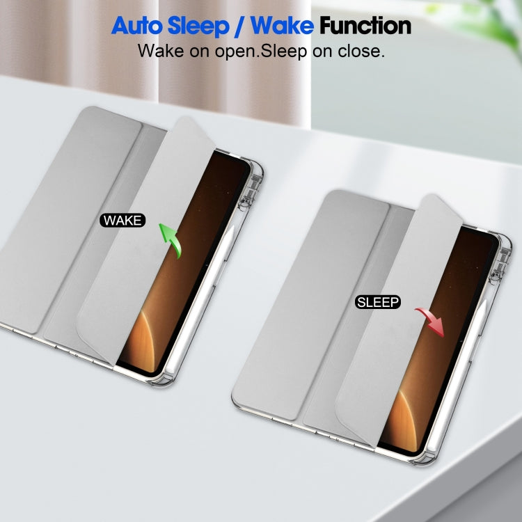 For OPPO Pad 2 3-Fold Clear Back Cover Leather Smart Tablet Case