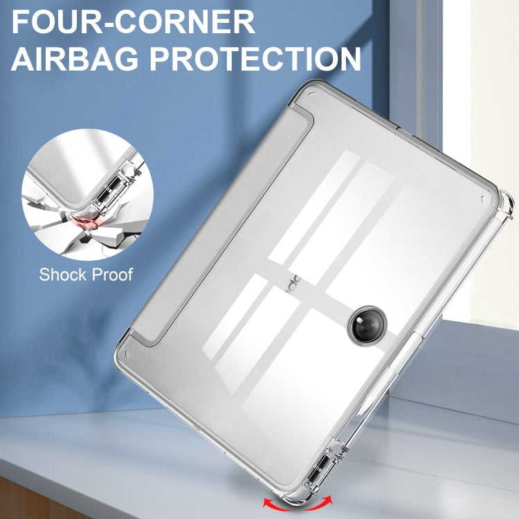 For OPPO Pad 2 3-Fold Clear Back Cover Leather Smart Tablet Case