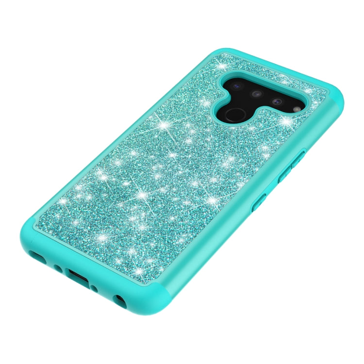 For LG V50 ThinQ 5G Glitter Powder Contrast Skin Shockproof Silicone + PC Protective Case(Green)