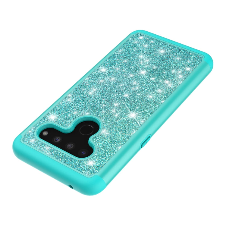 For LG V50 ThinQ 5G Glitter Powder Contrast Skin Shockproof Silicone + PC Protective Case(Green)