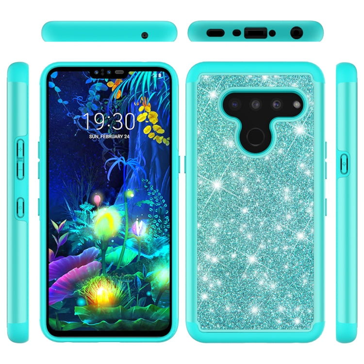 For LG V50 ThinQ 5G Glitter Powder Contrast Skin Shockproof Silicone + PC Protective Case(Green)