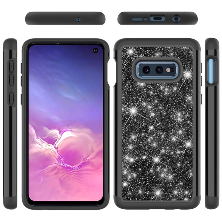 For Samsung Galaxy S10e Glitter Powder Contrast Skin Shockproof Silicone + PC Protective Case