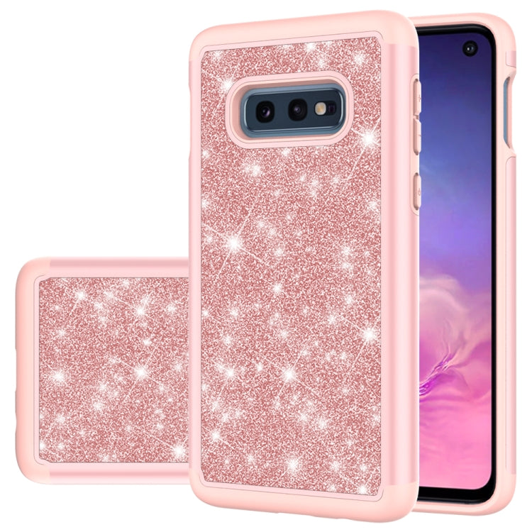For Samsung Galaxy S10e Glitter Powder Contrast Skin Shockproof Silicone + PC Protective Case