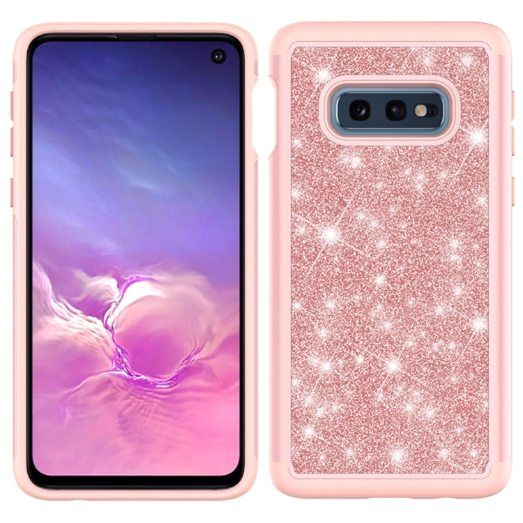 For Samsung Galaxy S10e Glitter Powder Contrast Skin Shockproof Silicone + PC Protective Case