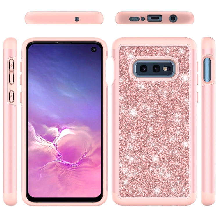 For Samsung Galaxy S10e Glitter Powder Contrast Skin Shockproof Silicone + PC Protective Case