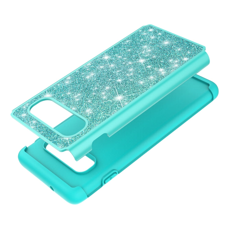For Samsung Galaxy S10 Glitter Powder Contrast Skin Shockproof Silicone + PC Protective Case(Green)