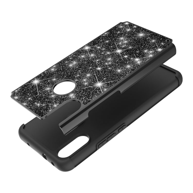 For Alcatel 3V (2019) Glitter Powder Contrast Skin Shockproof Silicone + PC Protective Case