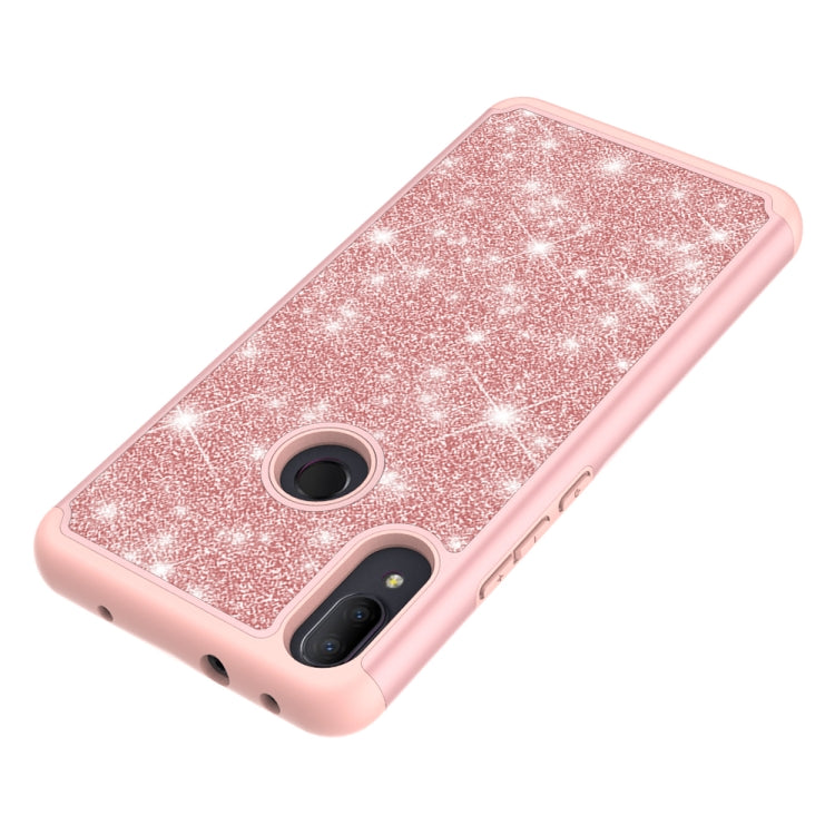 For Alcatel 3V (2019) Glitter Powder Contrast Skin Shockproof Silicone + PC Protective Case