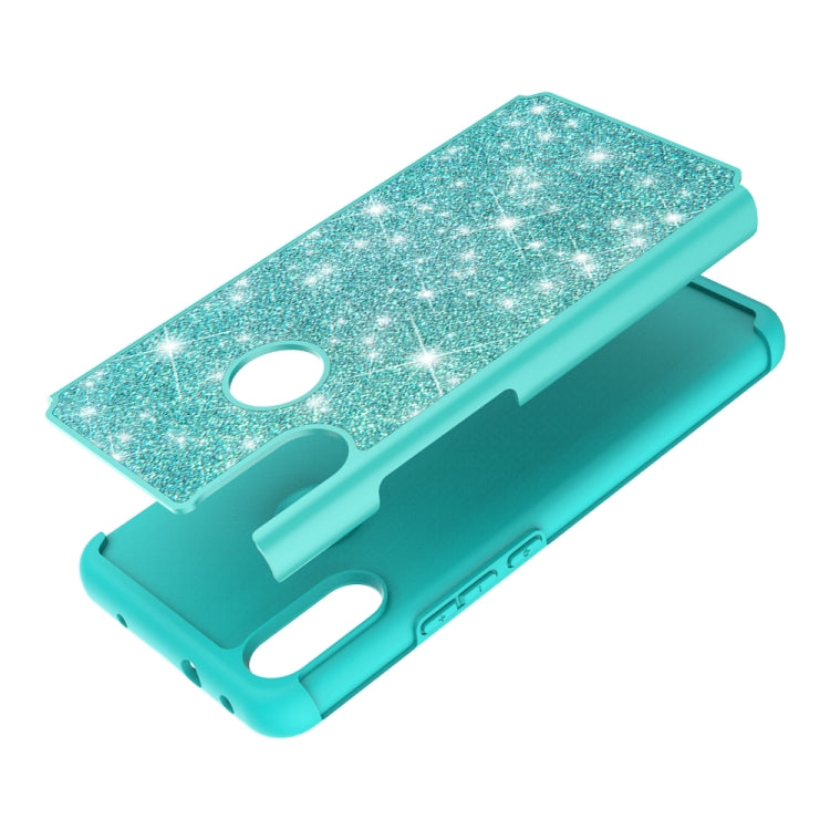 For Alcatel 3V (2019) Glitter Powder Contrast Skin Shockproof Silicone + PC Protective Case