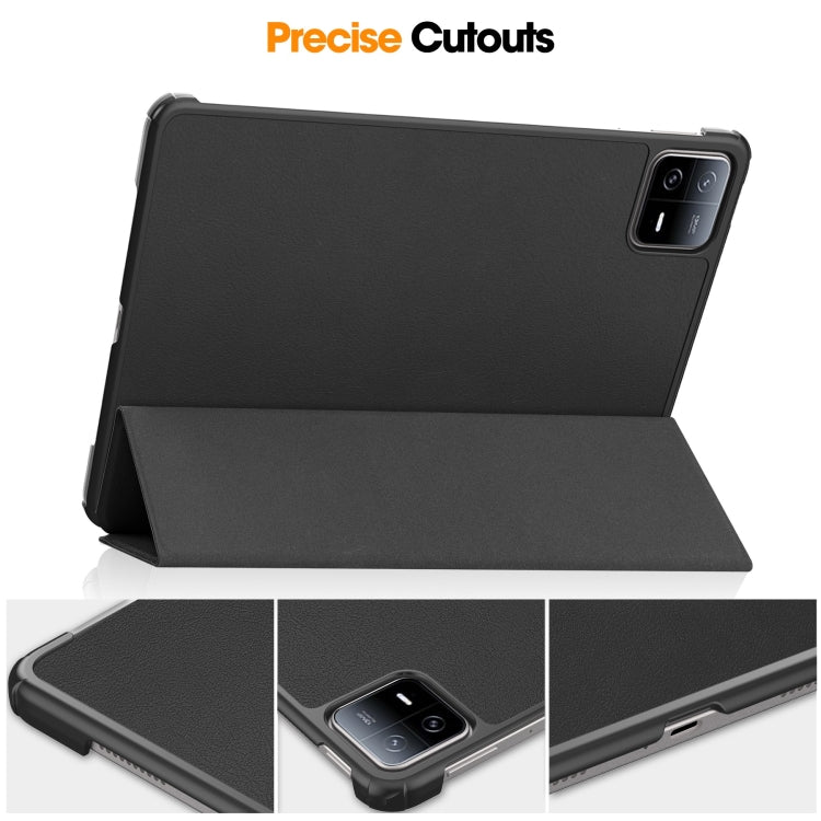 For Xiaomi Pad 6 / 6 Pro Custer Solid Color 3-Fold Stand Leather Smart Tablet Case