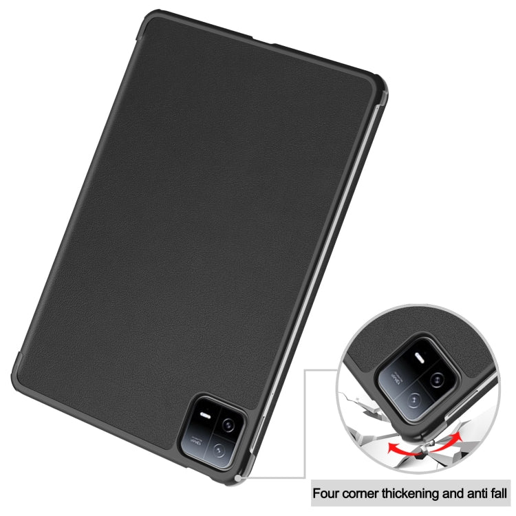 For Xiaomi Pad 6 / 6 Pro Custer Solid Color 3-Fold Stand Leather Smart Tablet Case