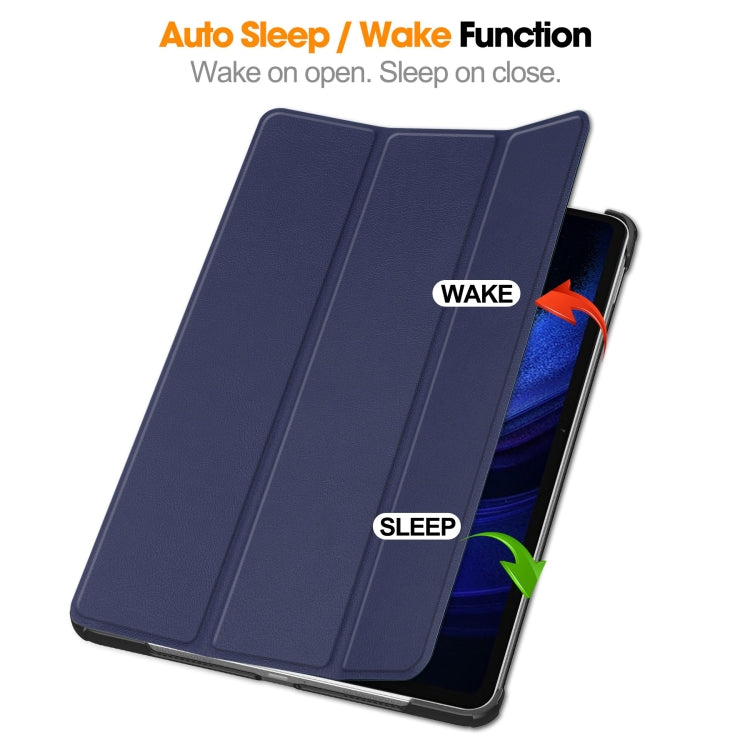 For Xiaomi Pad 6 / 6 Pro Custer Solid Color 3-Fold Stand Leather Smart Tablet Case
