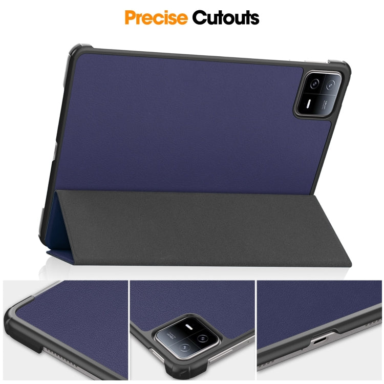 For Xiaomi Pad 6 / 6 Pro Custer Solid Color 3-Fold Stand Leather Smart Tablet Case