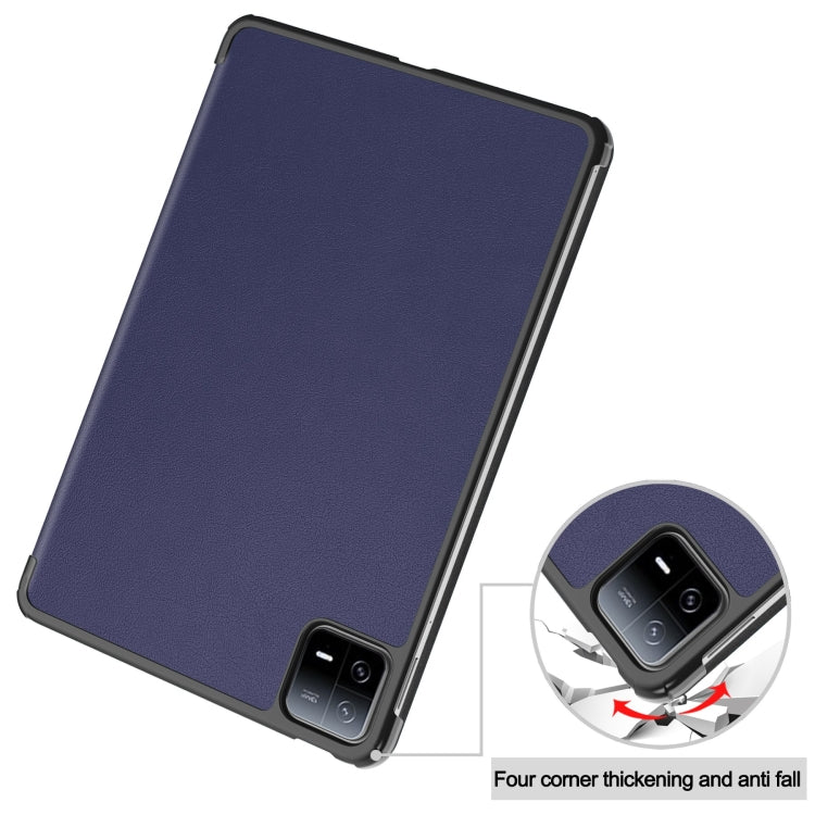 For Xiaomi Pad 6 / 6 Pro Custer Solid Color 3-Fold Stand Leather Smart Tablet Case