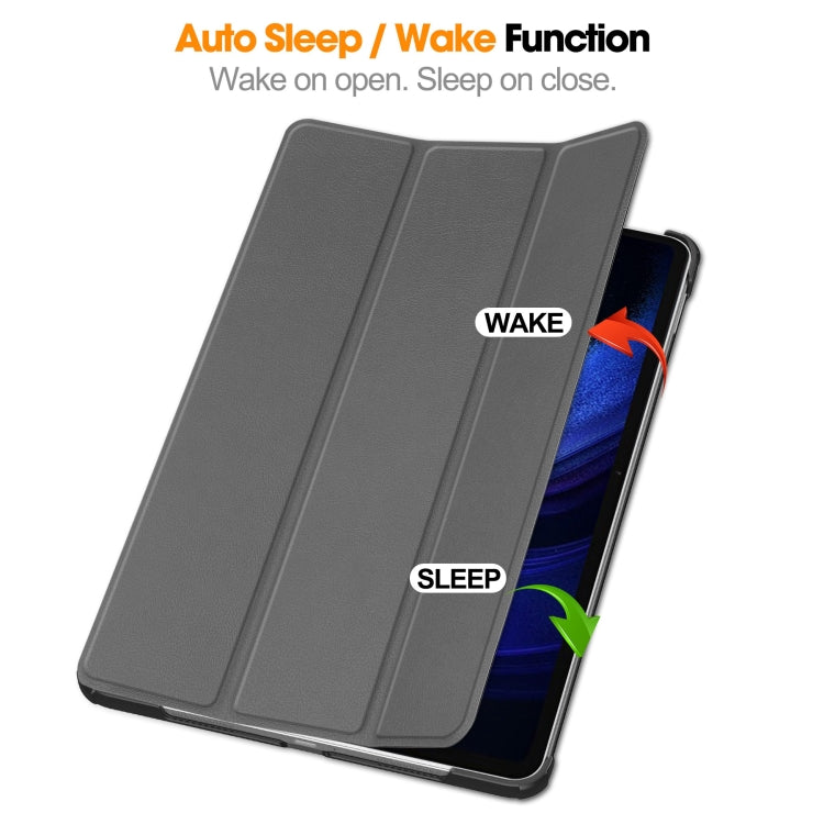 For Xiaomi Pad 6 / 6 Pro Custer Solid Color 3-Fold Stand Leather Smart Tablet Case