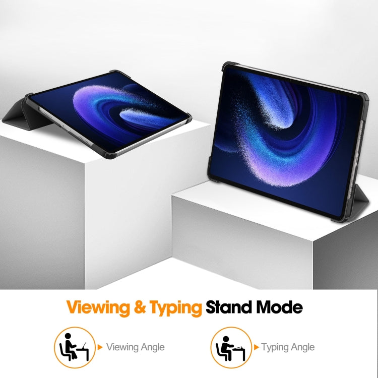 For Xiaomi Pad 6 / 6 Pro Custer Solid Color 3-Fold Stand Leather Smart Tablet Case