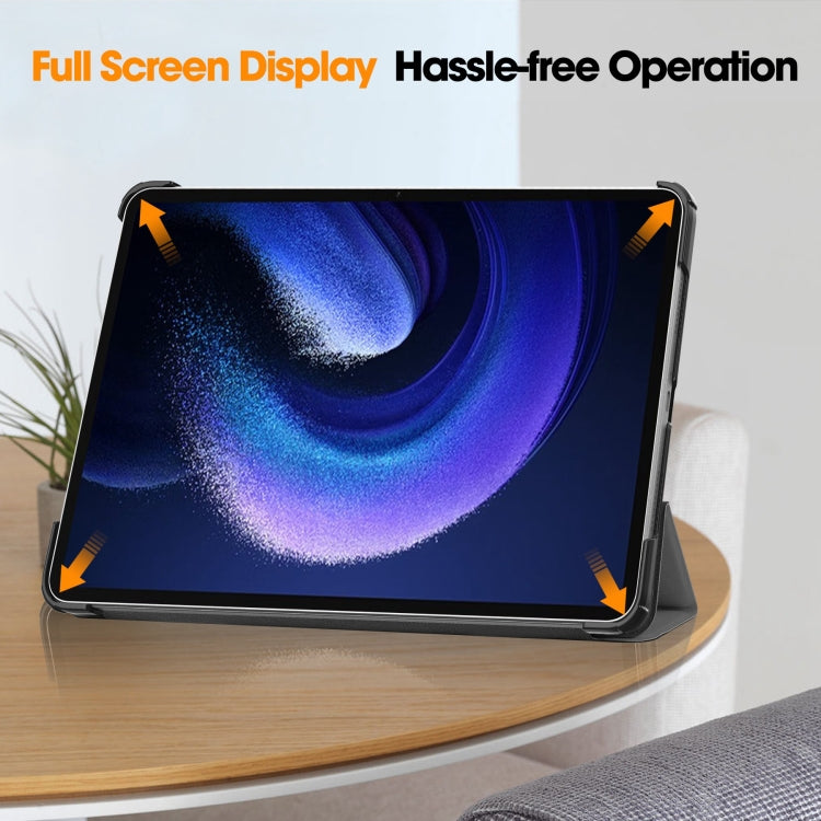 For Xiaomi Pad 6 / 6 Pro Custer Solid Color 3-Fold Stand Leather Smart Tablet Case