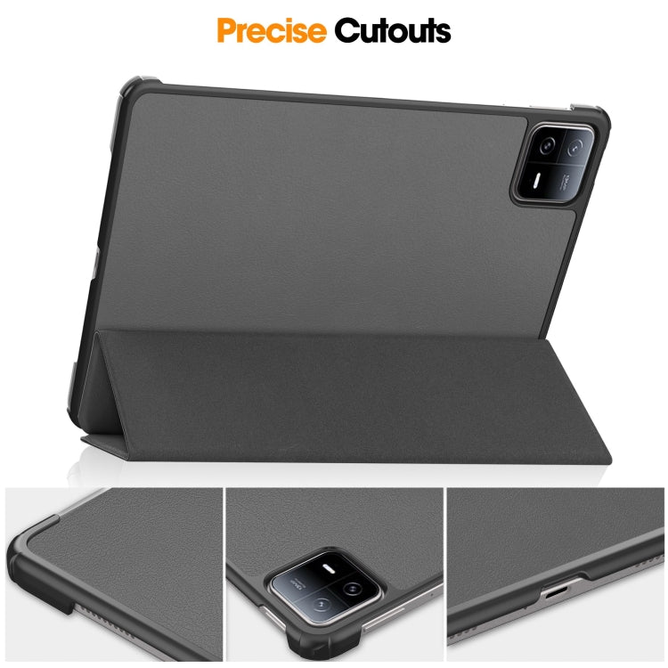 For Xiaomi Pad 6 / 6 Pro Custer Solid Color 3-Fold Stand Leather Smart Tablet Case