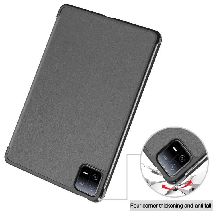 For Xiaomi Pad 6 / 6 Pro Custer Solid Color 3-Fold Stand Leather Smart Tablet Case