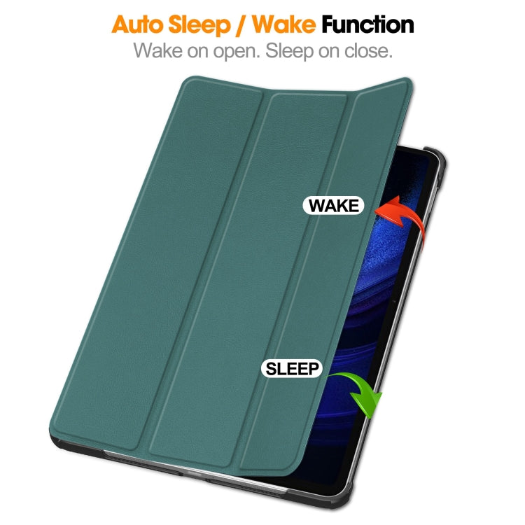 For Xiaomi Pad 6 / 6 Pro Custer Solid Color 3-Fold Stand Leather Smart Tablet Case