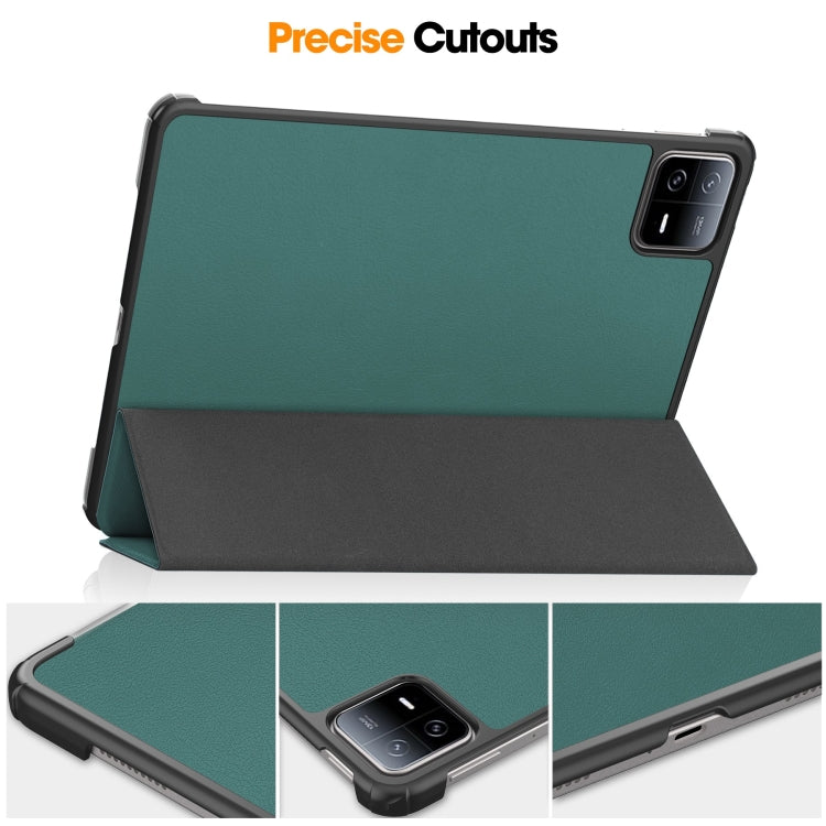 For Xiaomi Pad 6 / 6 Pro Custer Solid Color 3-Fold Stand Leather Smart Tablet Case