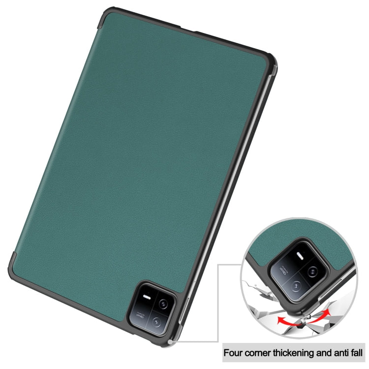 For Xiaomi Pad 6 / 6 Pro Custer Solid Color 3-Fold Stand Leather Smart Tablet Case