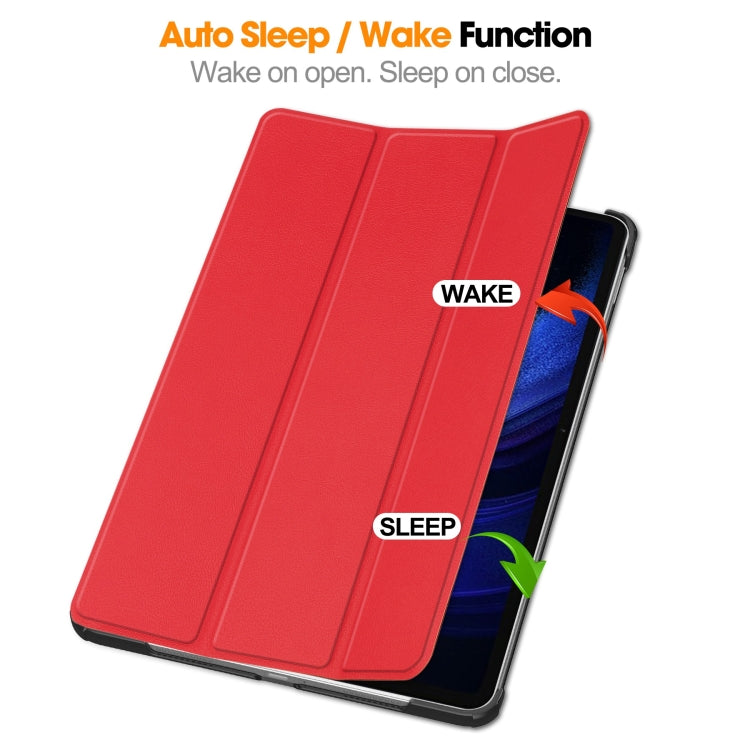 For Xiaomi Pad 6 / 6 Pro Custer Solid Color 3-Fold Stand Leather Smart Tablet Case