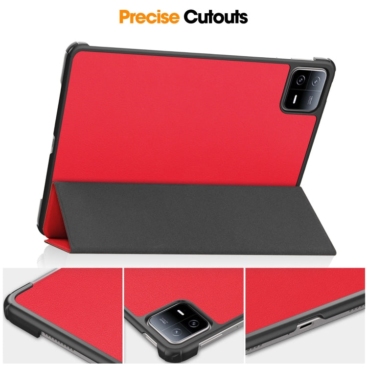 For Xiaomi Pad 6 / 6 Pro Custer Solid Color 3-Fold Stand Leather Smart Tablet Case