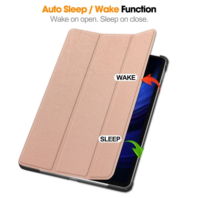 For Xiaomi Pad 6 / 6 Pro Custer Solid Color 3-Fold Stand Leather Smart Tablet Case