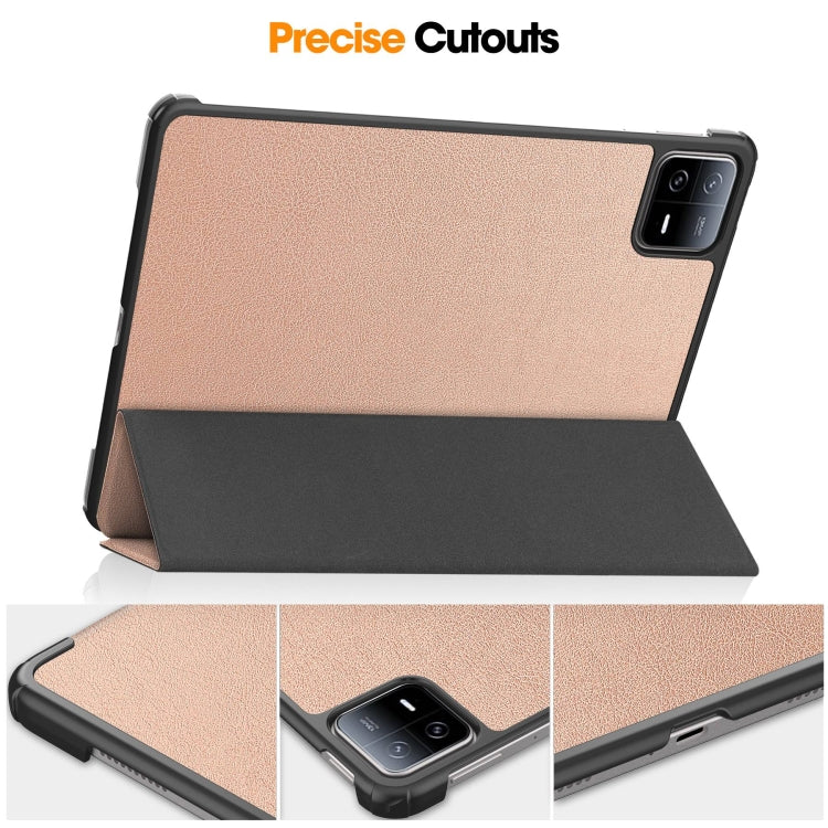 For Xiaomi Pad 6 / 6 Pro Custer Solid Color 3-Fold Stand Leather Smart Tablet Case