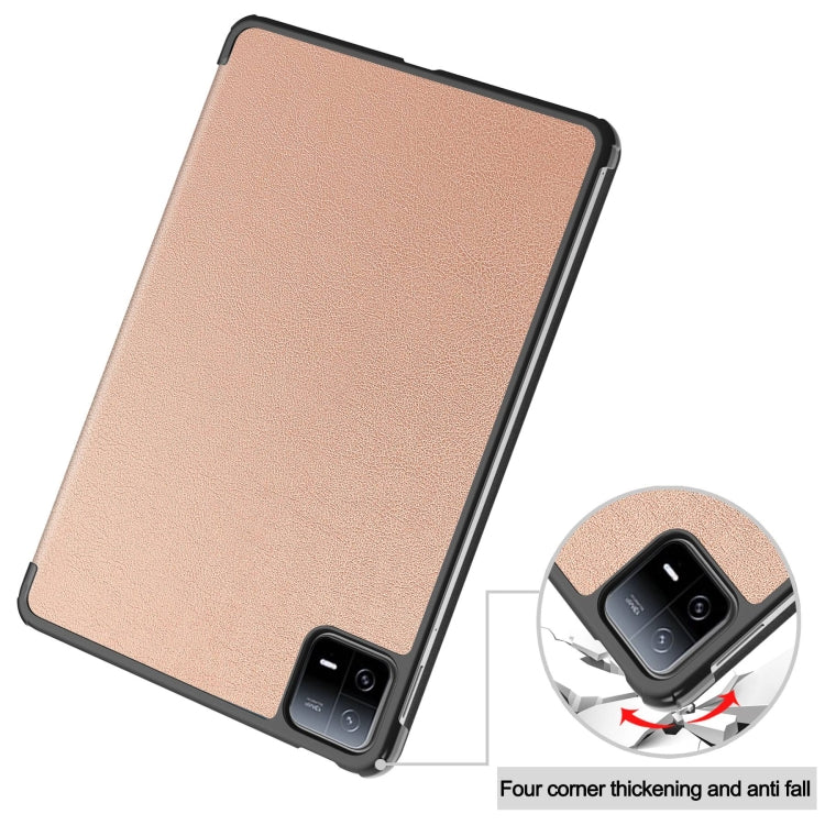 For Xiaomi Pad 6 / 6 Pro Custer Solid Color 3-Fold Stand Leather Smart Tablet Case