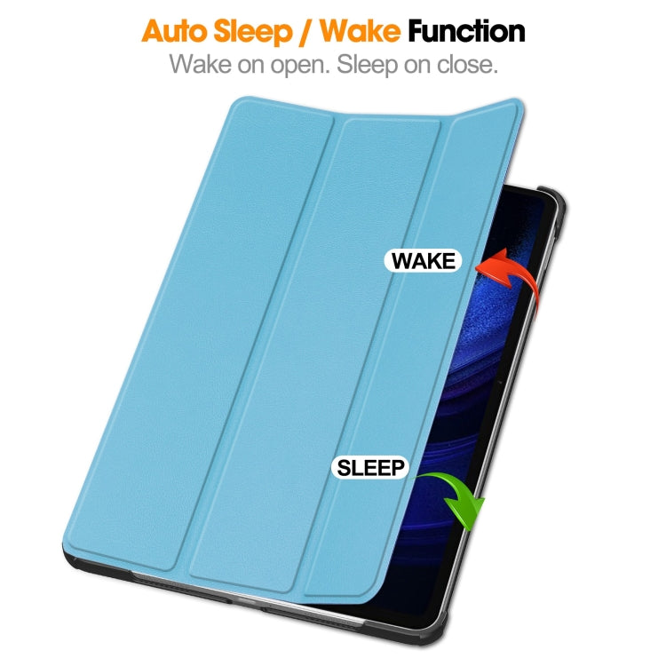 For Xiaomi Pad 6 / 6 Pro Custer Solid Color 3-Fold Stand Leather Smart Tablet Case