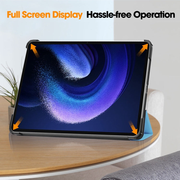 For Xiaomi Pad 6 / 6 Pro Custer Solid Color 3-Fold Stand Leather Smart Tablet Case