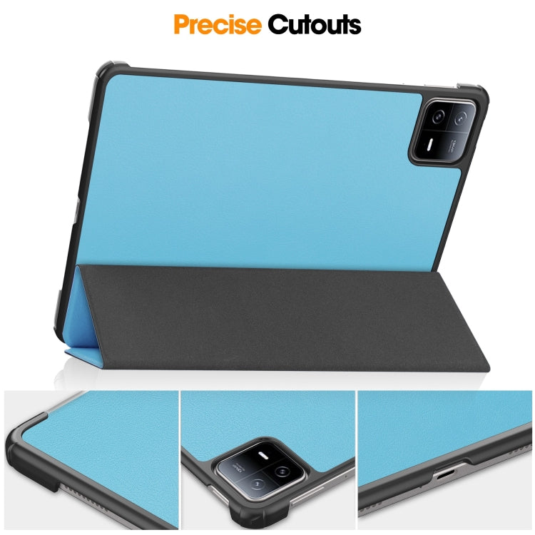 For Xiaomi Pad 6 / 6 Pro Custer Solid Color 3-Fold Stand Leather Smart Tablet Case