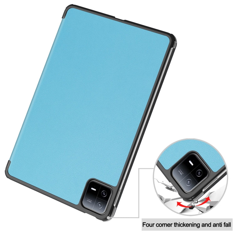 For Xiaomi Pad 6 / 6 Pro Custer Solid Color 3-Fold Stand Leather Smart Tablet Case
