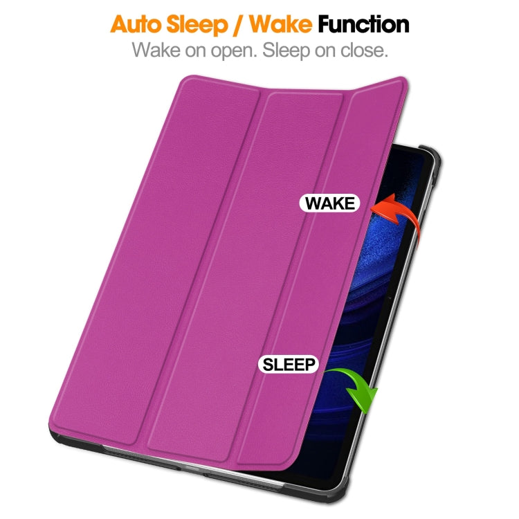 For Xiaomi Pad 6 / 6 Pro Custer Solid Color 3-Fold Stand Leather Smart Tablet Case