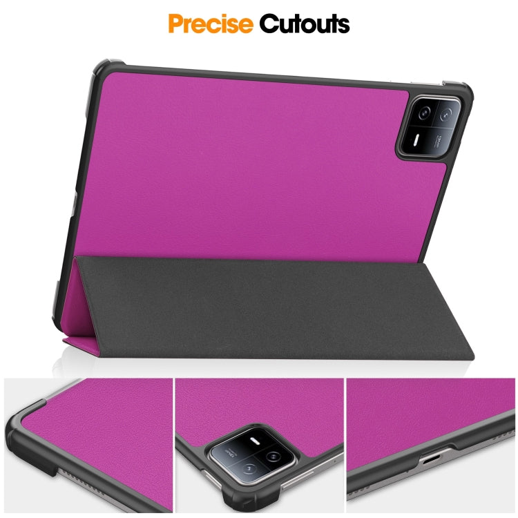 For Xiaomi Pad 6 / 6 Pro Custer Solid Color 3-Fold Stand Leather Smart Tablet Case
