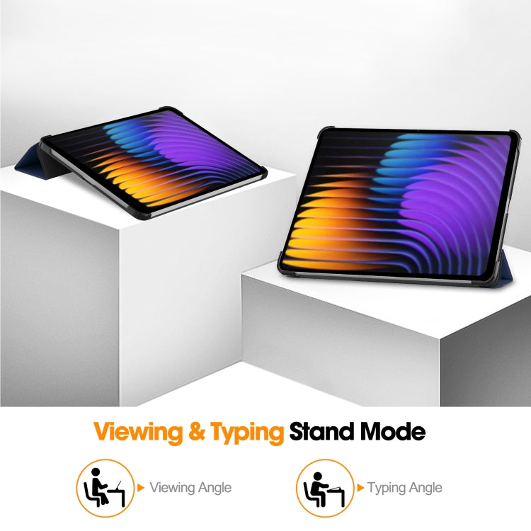 For Xiaomi Pad 7 / 7 Pro Custer Texture 3-Fold Holder Leather Smart Tablet Case
